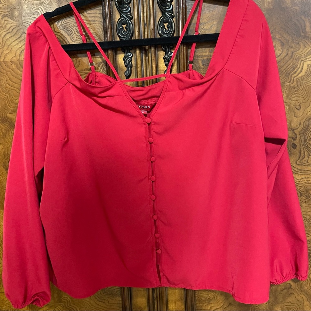 Guess red blouse